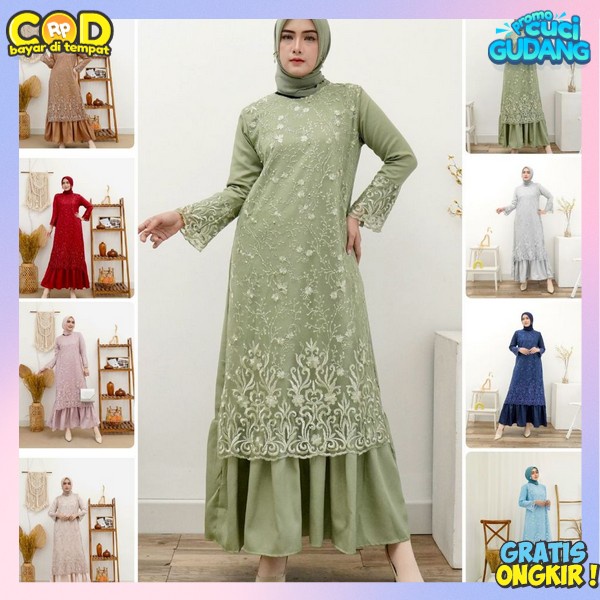 Buju Sari Ibu Ibu Deres Sarii Branded Drees Sari Wnta Baju Gamis 2024 Model Baru Gamis Kondangan Ibu
