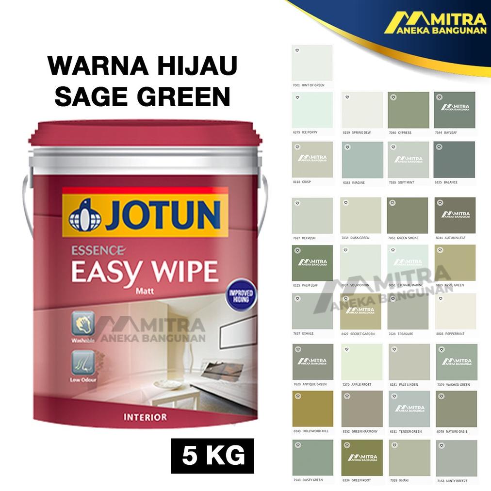 cuci gudang cat tembok jotun interior easy wipe 3,5 liter / 5 kg / warna sage green / olive / hijau muda / dark green original