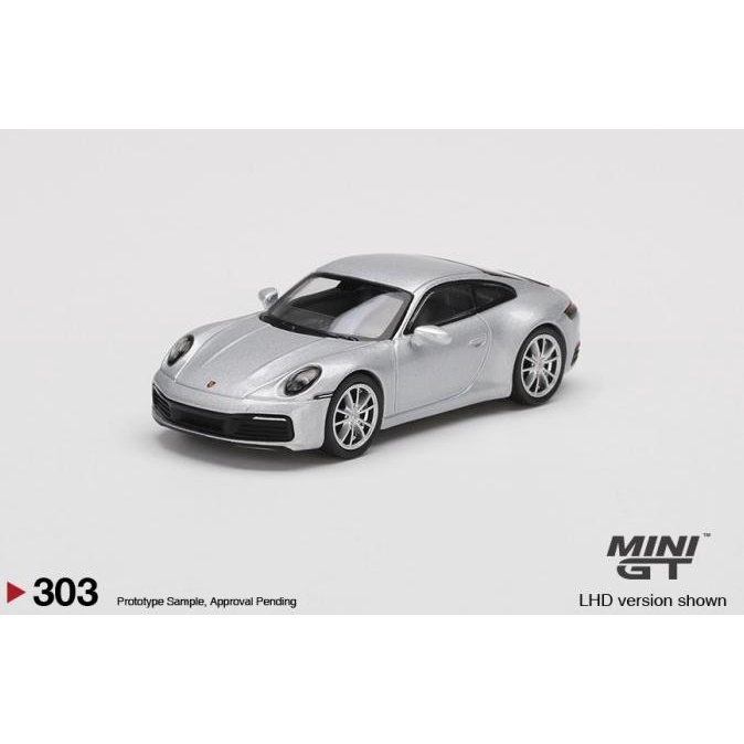 Mini GT 303 Porsche 911 (992) Carrera 4S GT Silver Metallic