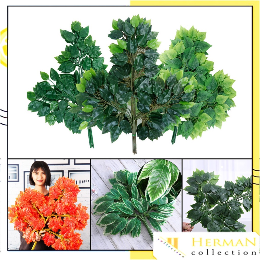 HC Daun Anggur Plastik Artifisial Daun Hias Dekorasi Backdrop Pesta Daun Mangga Imitasi Murahanaman 