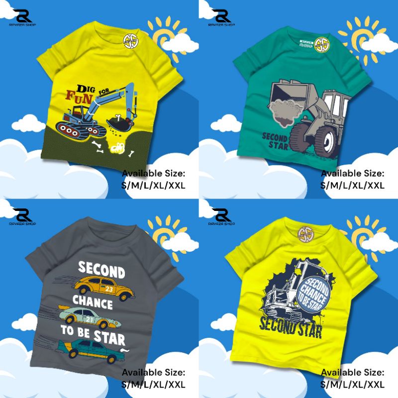 KAOS ANAK COWOK SECOND STAR PREMIUM USIA 1-12 TAHUN / KAOS DISTRO ANAK COWOK