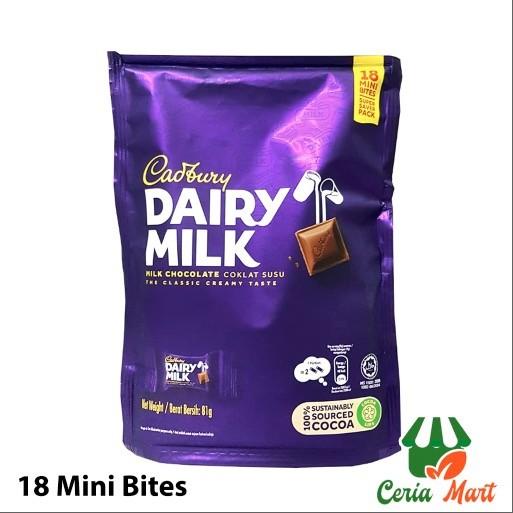 

COKLAT CADBURY SHARE PACK 18 MINI BITES 18GR CHOCOLATE IMPOR MALAYSIA