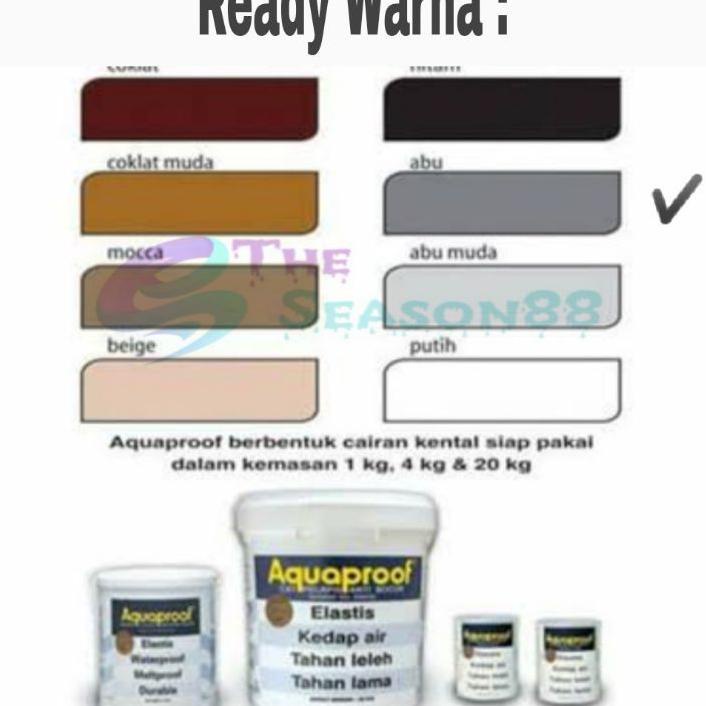 Cat Aquaproof 1 Kg Abu-Abu Dan Kuas Cat Gagang Kayu 2Inch