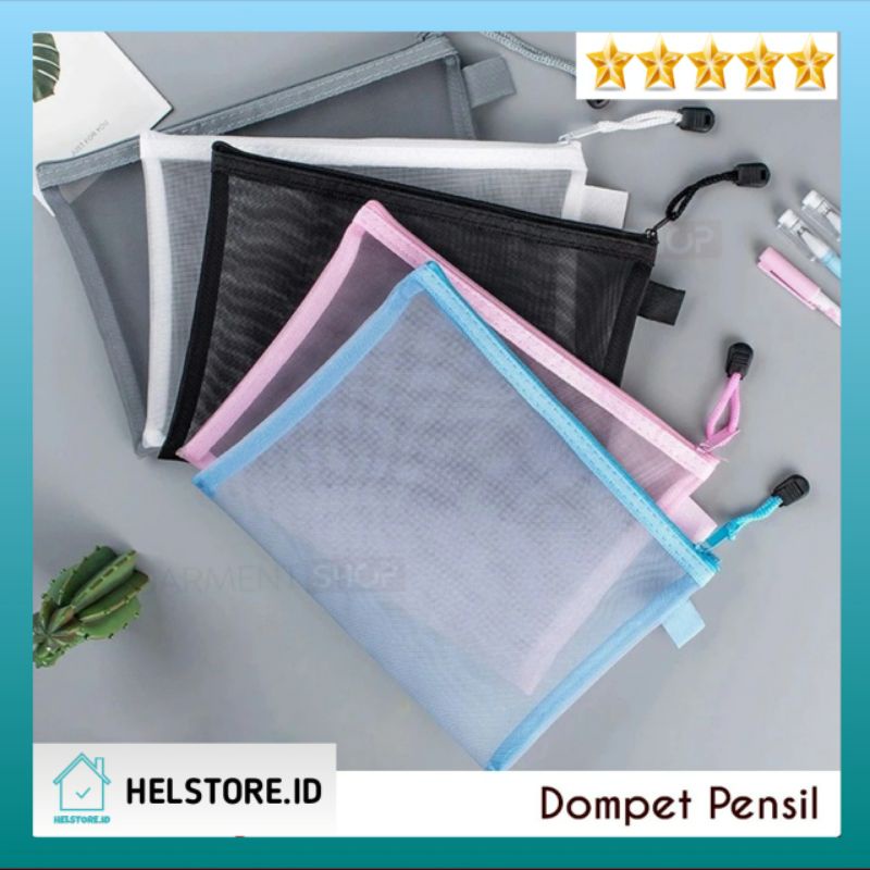 

TEMPAT ALAT TULIS ATK BAG MAP DOMPET JARING / Pouch Resleting Zipper Transparan Penyimpanan Buku Pensil Bopen Map Serbaguna