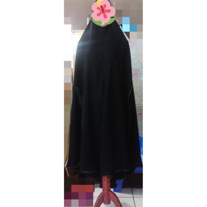 Best Sales Khimar Jetblack Bolong Tangan Jumbo List Bisban Original