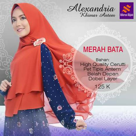 Big Sale Nibras Hijab Alexandria Khimar Antem Warna Merah Bata Ceruti 2 Layer Terbaik