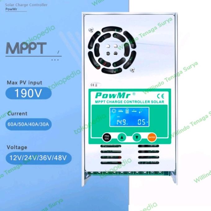 Diskon Powmr MPPT Solar Charge Controller Scc60A 12/24/36/48V Ayo Order