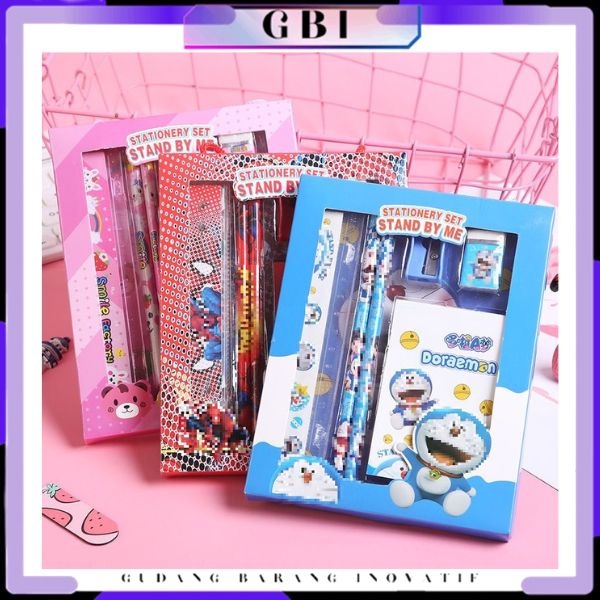 

GBI Alat Tulis Set 6IN1 Stationery Set Lucu Karakter Set Perlengkapan Alat Tulis Sekolah Anak-Anak TK Murah