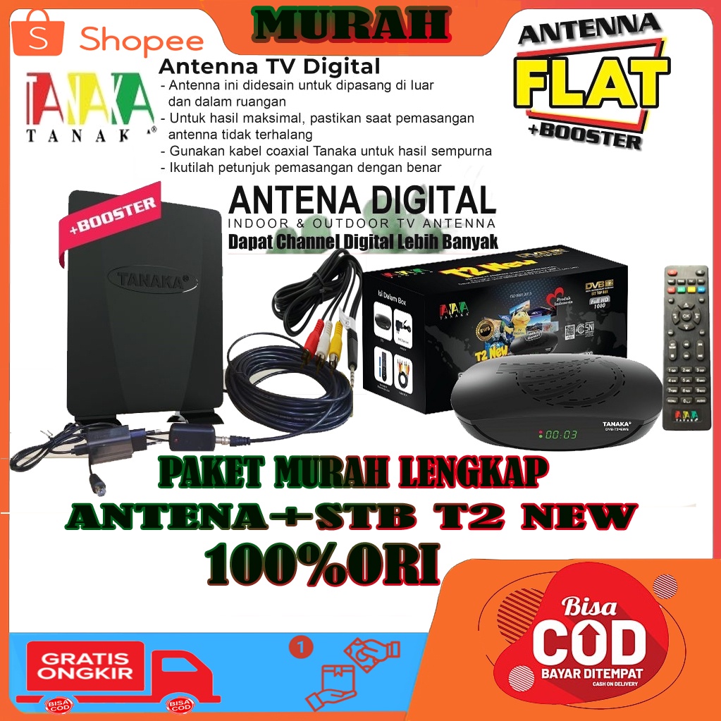 STB Digital DVB T2 Tanaka type T2 New/TANAKA ANTENA TV DIGITAL FLAT +BOSTER INDOOR OUTDOOR