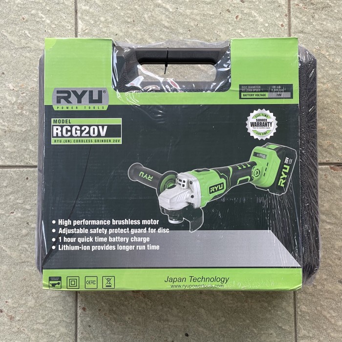 Cordless Grinder Mesin Gerinda baterai RYU RCG 20V Angle Grinder 20V
