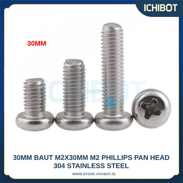 30mm Baut M2x30mm M2 Phillips Pan Head 304 Stainless Steel