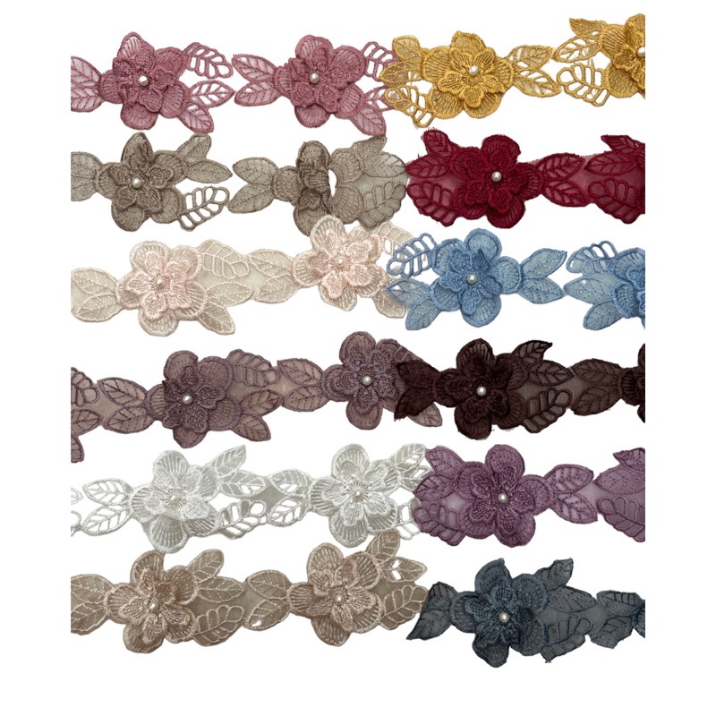 Renda bordir bunga lebar 5cm/ renda per 50cm/renda bordir organdi