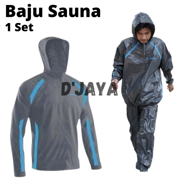 Jaket Sauna Pria Wanita Baju Pakaian Olahraga Fitness Jogging 1 Set