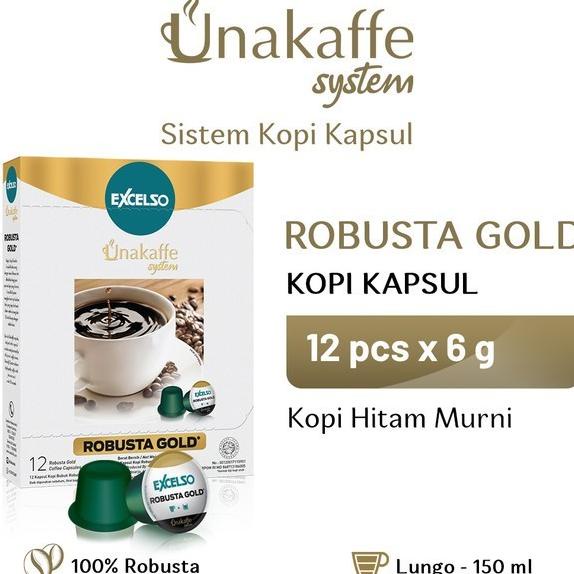 

Sale EXCELSO UNAKAFFE Robusta Gold - Kopi Kapsul-Capsule Coffee (12x6gr)