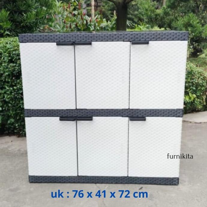 LEMARI PLASTIK AKAKO FANCY 3 PINTU MEJA TV PLASTIK SERBAGUNA CABINET