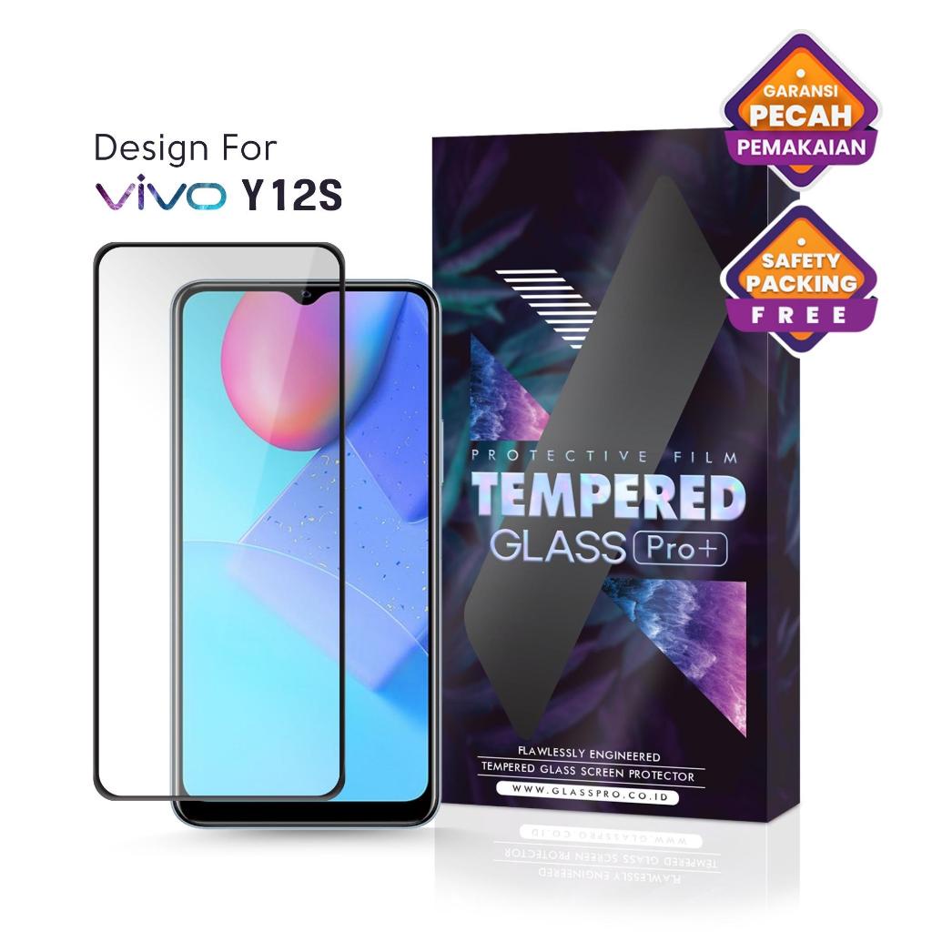 Glass Pro Tempered Glass Vivo Y12s Full Cover - Premium