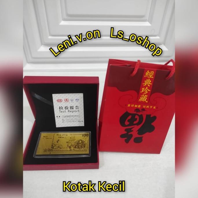 

IMLEK !! Souvenir imlek / Kado Imlek Angpao Emas lembar + kotak + Bag + Sertifi TERLARIS