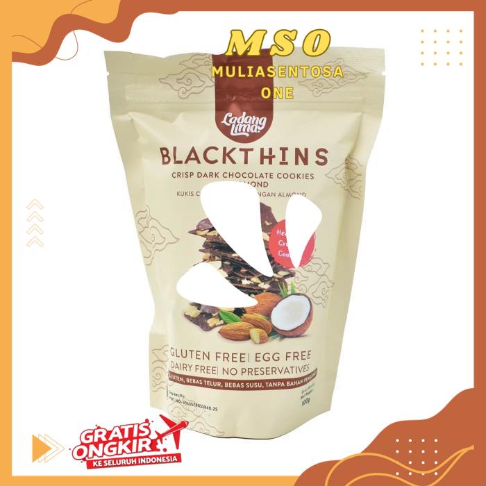 

LADANG LIMA BLACKTHINS CRISP DARK CHOCOLATE COOKIES WITH ALMOND 100 GR THE BEST SELLER !!