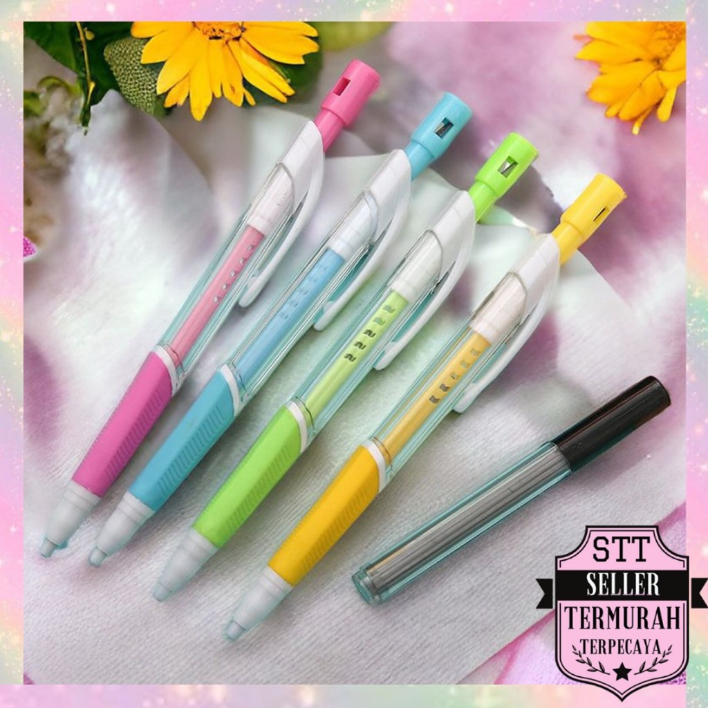 

STT Pensil Mekanik 2.0mm Mechanical Pencil Graphite Lead Automatic Pensil Cetek 2B Alat Tulis Sekolah dan Kantor Mechanical Pencil Warna Pastel Dengan Serutan