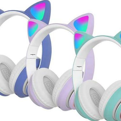 Headphone Bluetooth Bando Cat Led Stn-28 / Headphone Bando Kucing Led Stereo Headset