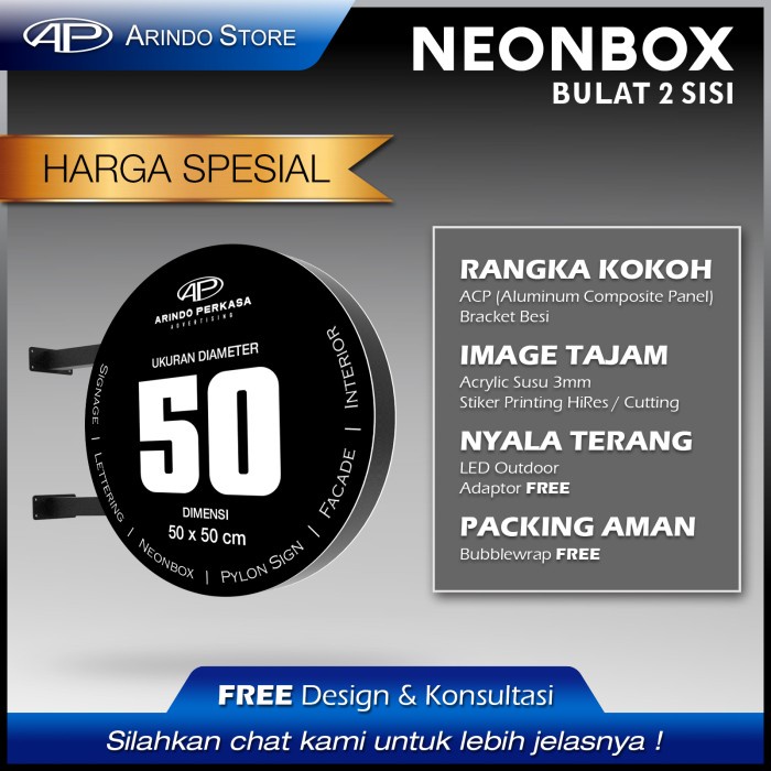 

Neonbox bulat 50x50 2sisi
