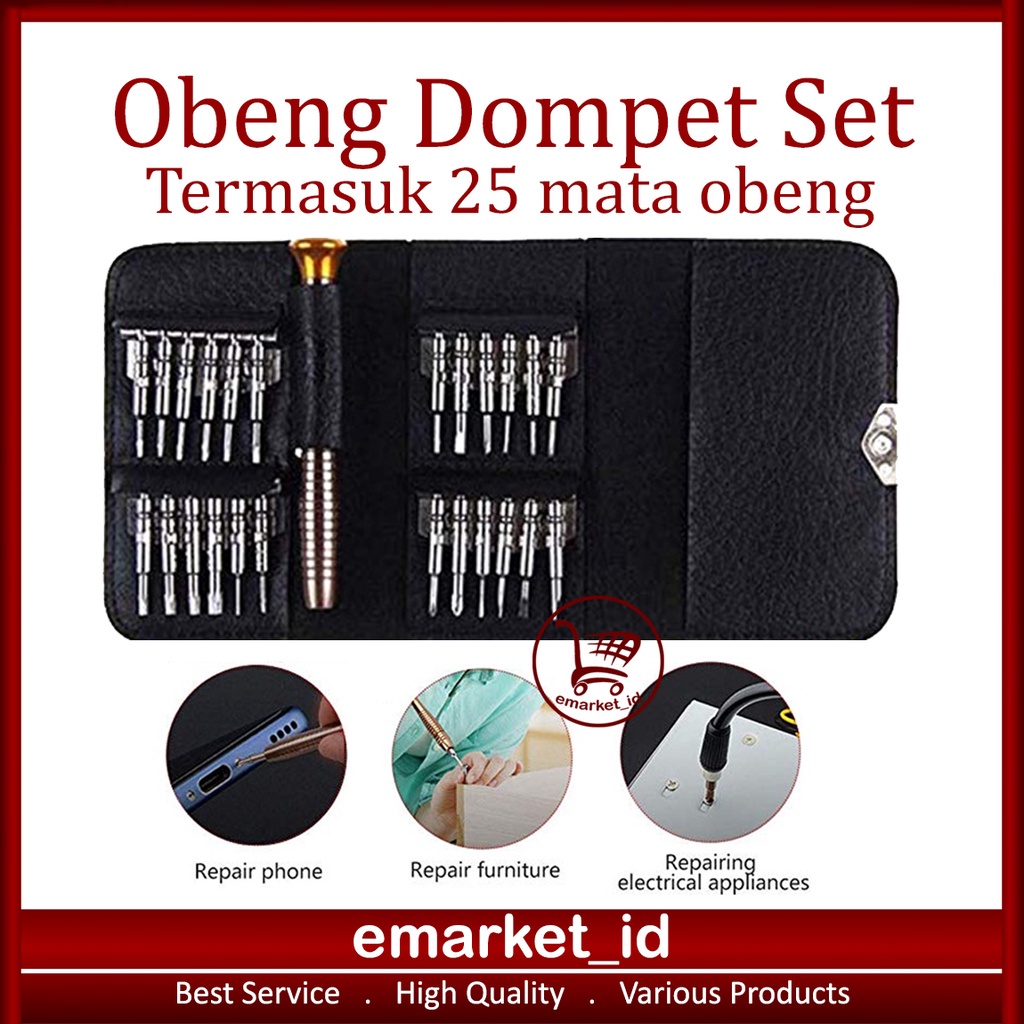 Obeng Dompet Set 25 in 1 / Torx Reparasi Repair Handphone Kacamata Screwdriver