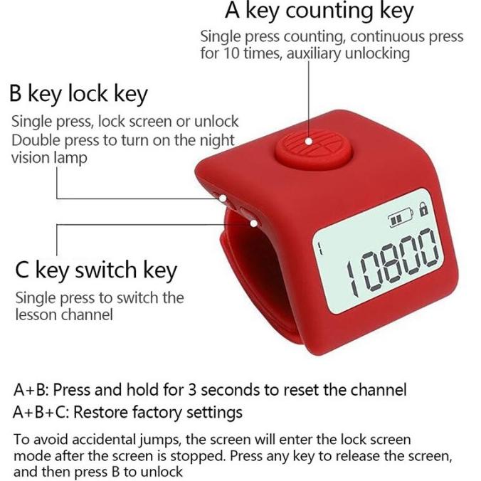 Tasbih Digital LED Rechargeable Tally Counter 9 Channel Charging