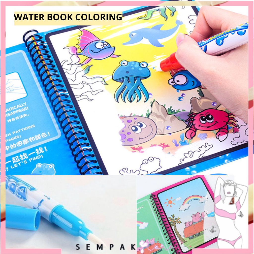 

SS Magic Water Coloring Book Invisible Ink Buku Gambar Mewarnai Anak Spidol Air