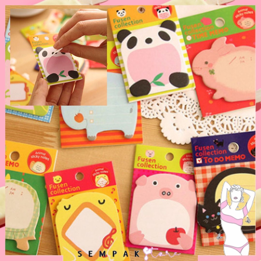 

SS Sticky Notes Motif Hewan Tempelan Kertas Catatan Memo Note Karakter Animal Mini Book Karakter Binatang Lucu