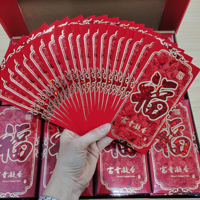 

New! Angpau Sincia Imlek CNY Panjang Amplop Merah Angpao Perlengkapan Imlek - 205 FU isi 20 Limited