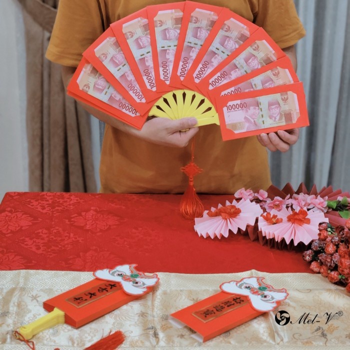 

New! Angpau Kipas Angpao Imlek Hongbao Unik Bentuk Kipas Amplop Merah CNY Limited