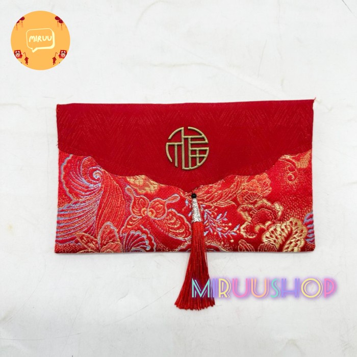 

New! Angpao kain imlek sangjit wedding premium warna merah high quality - 10 Limited