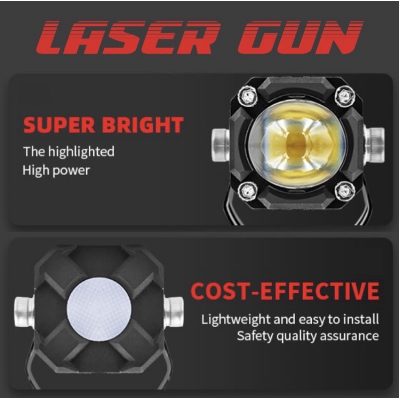 12Volt-24Volt Lampu Tembak Mini Biled Kotak Sorot Laser Gun Led 20Watt Putih Kuning