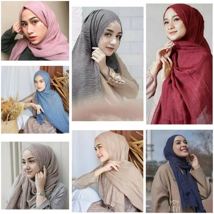 Hijab Pashmina Crinkle Premium Shawl Jilbab Kusut Lavanya Full Kerudung Ori Limited Edition