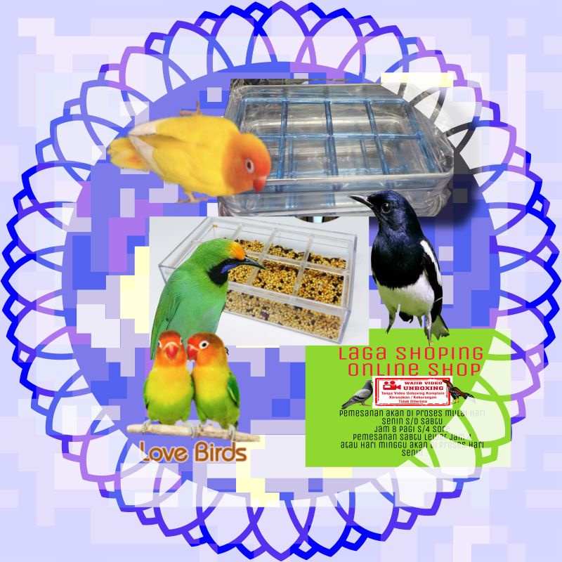 TEMPAT MAKAN BURUNG RAM CEPUK wadah pakan burung lovebird hamster landak anak ayam anti berantakan a
