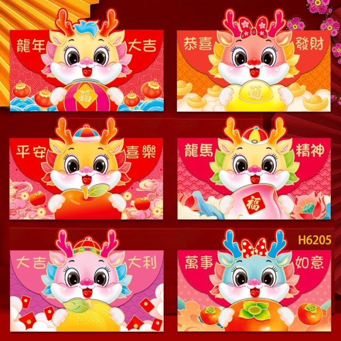 

New! IMLEK 2024 Angpao Naga 2024 Model Amplop Isi 6 Angpau Imlek Panjang Limited