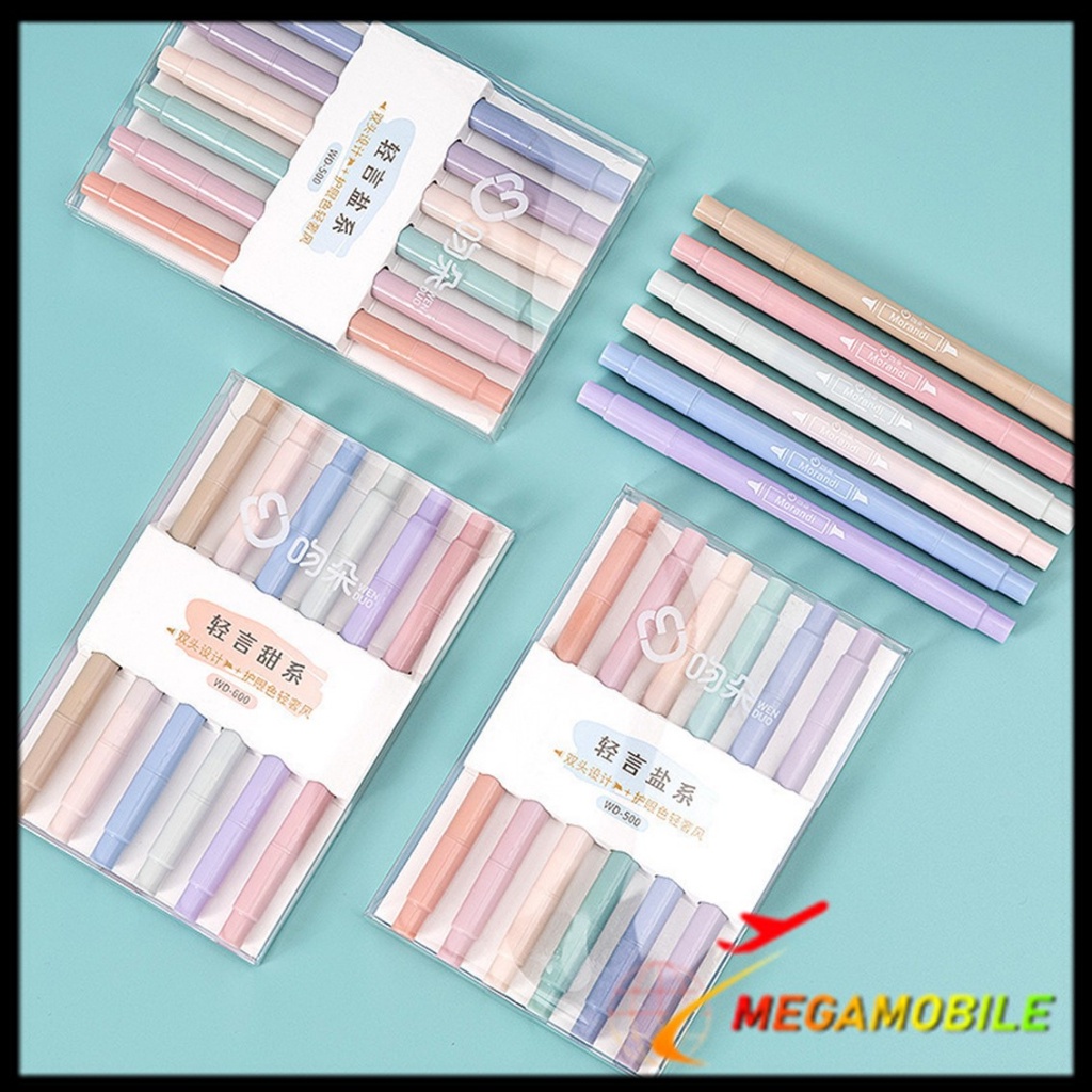 

MM - 1Set Highlighter Dua Sisi Warna pastel 6 Pcs Spidol Warna Double Side Two head Pen Diary Marker Stationery Lucu Unik Penanda Buku Warna Warni Pena Kepala Ganda Ujung Lembut