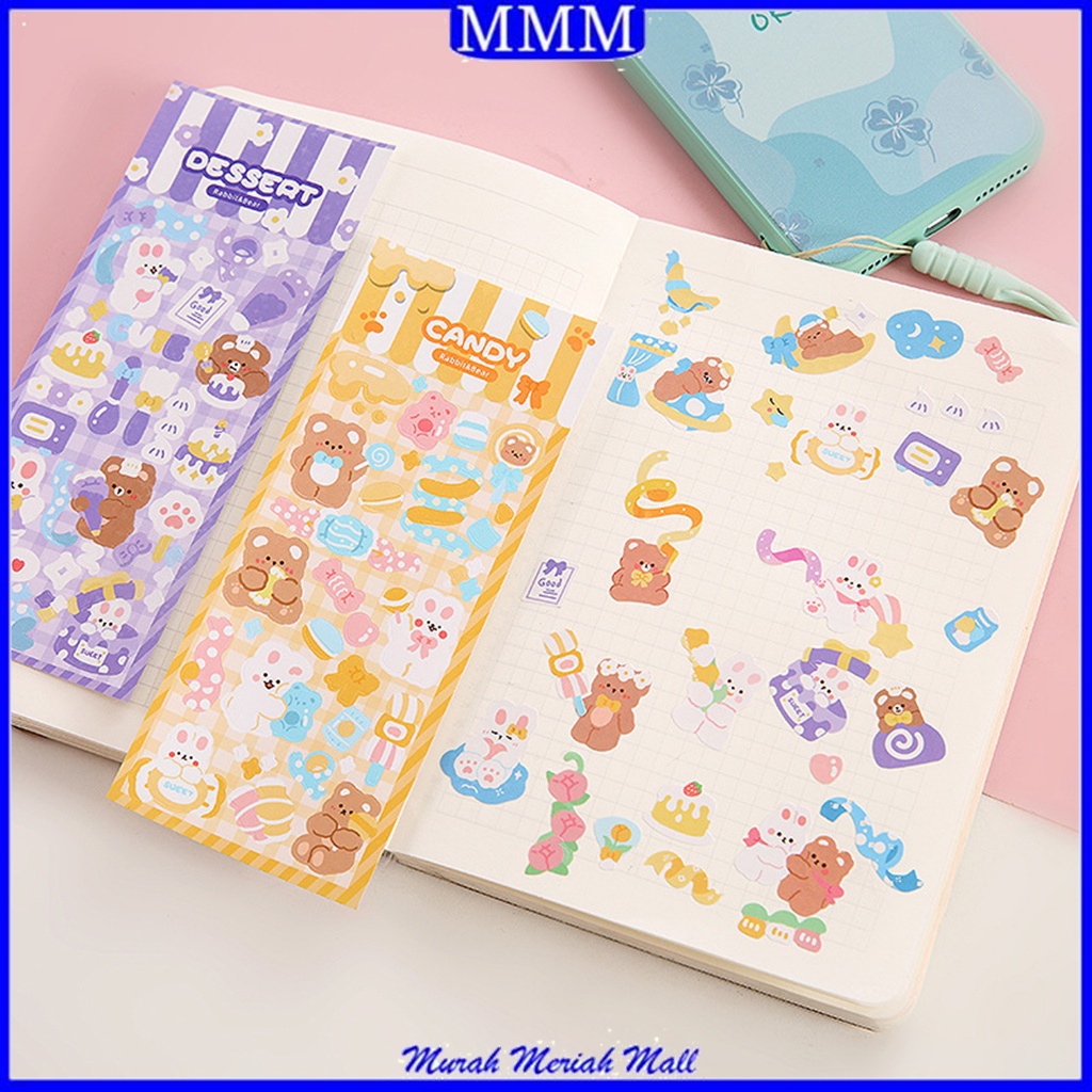 

MMM Sticker Kartun Bear Rabbit Hologram Waterproof Stiker Motif Kartun Beruang dan Kelinci Korea Lucu Anti Air Dekorasi Handbook Scrapbook DIY Sticker Botol Minum Tumblr Viral Lucu Cantik