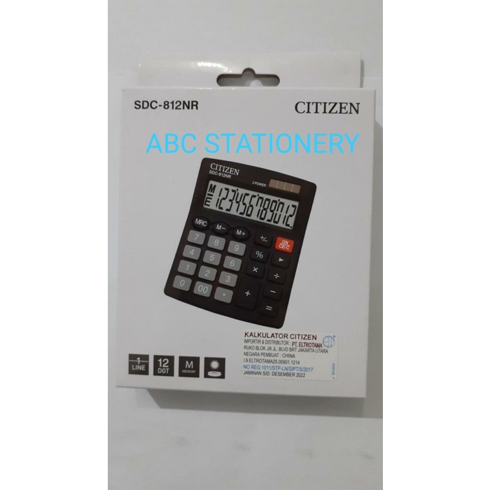 

KALKULATOR KECIL 12 DIGIT CITIZEN SDC-812BN ORIGINAL TERBARU