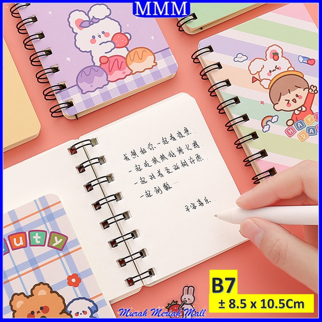 

MMM Buku Catatan Memo Spiral B7 Notebook Ring Motif Kartun Buku Tulis Mini Binder Karakter