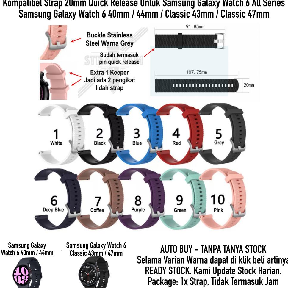 Promo Sbf 20Mm Strap Samsung Galaxy Watch 6 / Classic - Tali Jam Silikon Dengan Grey Buckle Original