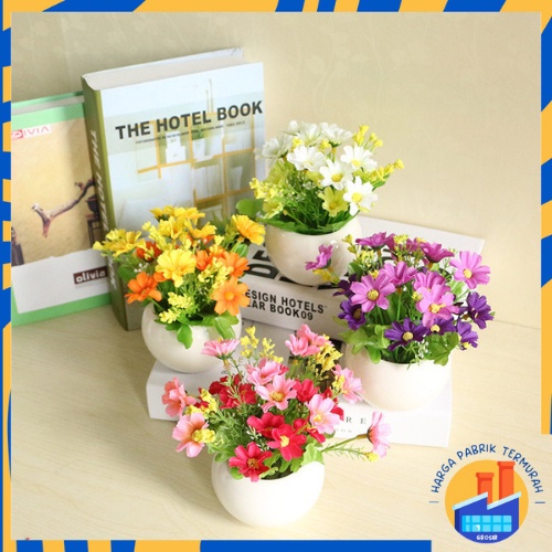 HPT Tanaman Hias Tanaman Plastik Pot Bunga Hias BUNGA 08 Ornamen Pot Tanaman Bunga seruni Dekorasi