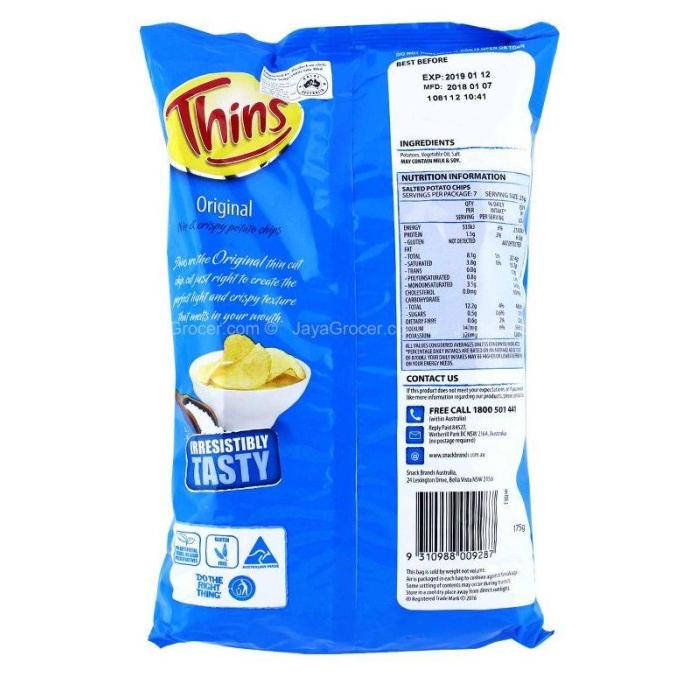 

BIG SALE THINS ORIGINAL - THIN & CRISPY POTATO CHIPS 175 GRAM !!!!!