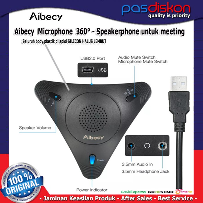 Aibecy Microphone 360 Built-In Speaker Online Meeting Mikrofon Rapat