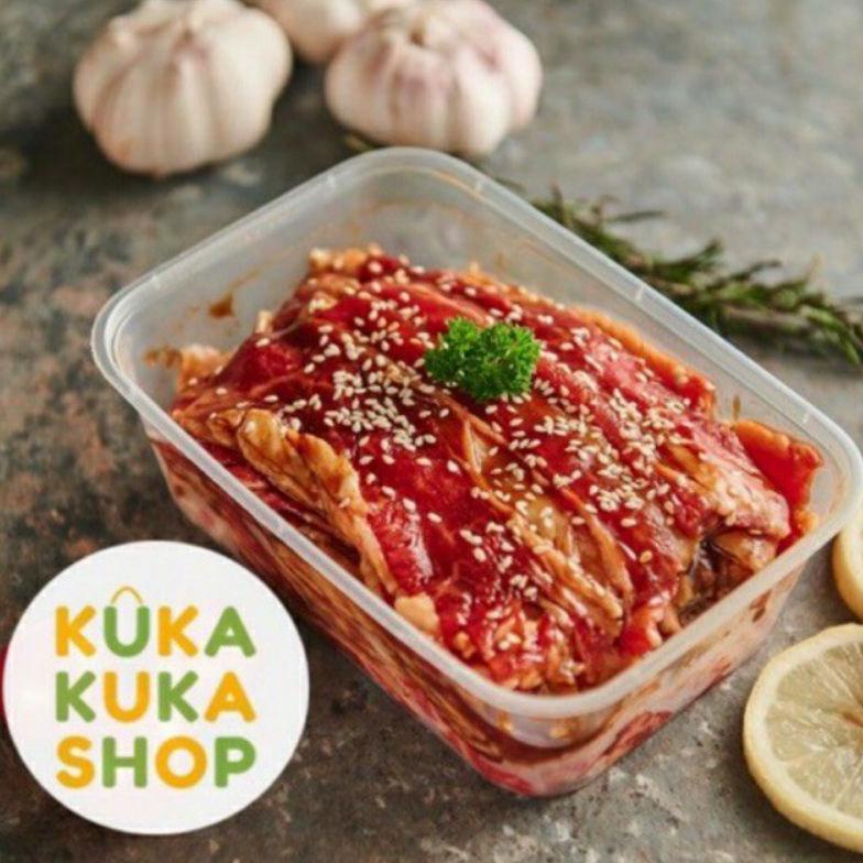 

Ready Daging Sapi Marinasi Teriyaki / Bulgogi / Blackpepper / BbQ US Beef Slice / Daging Sapi Bumbu 500gr