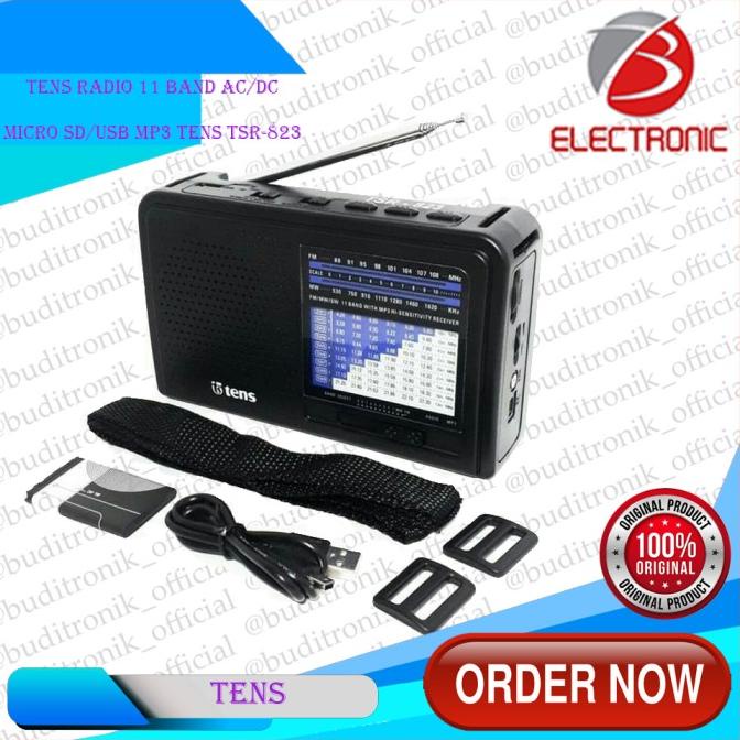 Tens Radio 11 Band Ac/Dc Micro Sd/Usb Mp3 Tens Tsr-823 Am Fm Berkualitas