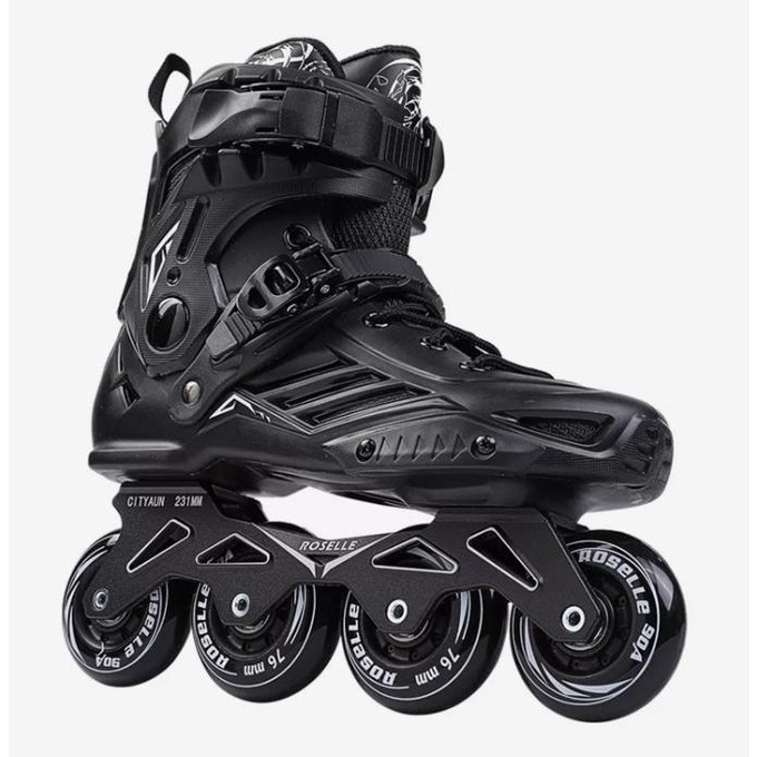 Original BLACK ROSELLE Inline Skate Freestyle Pro Slalom sepatu roda