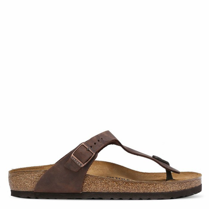 Birkenstock - Sandal Pria Wanita Original- Gizeh Oiled Leather Sandals