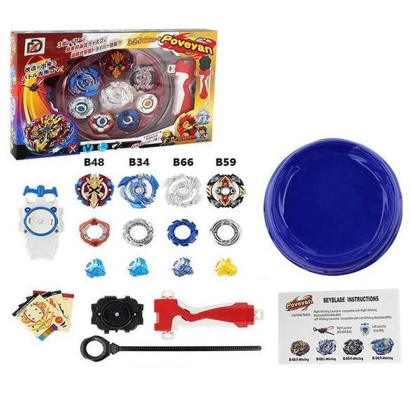 4PCS Beyblade Burst Set With Grip Launcher Arena Stadium Battle New
