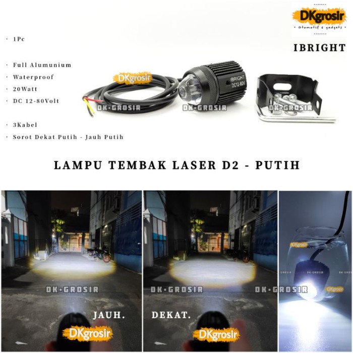 Terlaris Ibright - Lampu Led Laser Putih - Lampu Tembak Sorot Laser D2